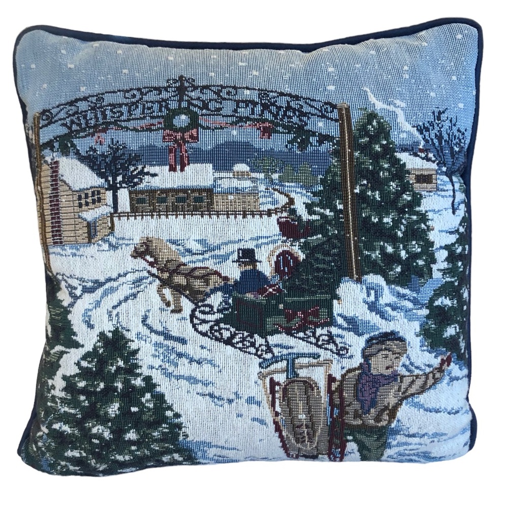Winter Decorative Snowy Scene Pillow - Picture 1 of 7